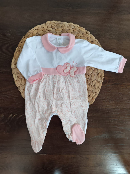 tutina bimba cotone rosa farfallina