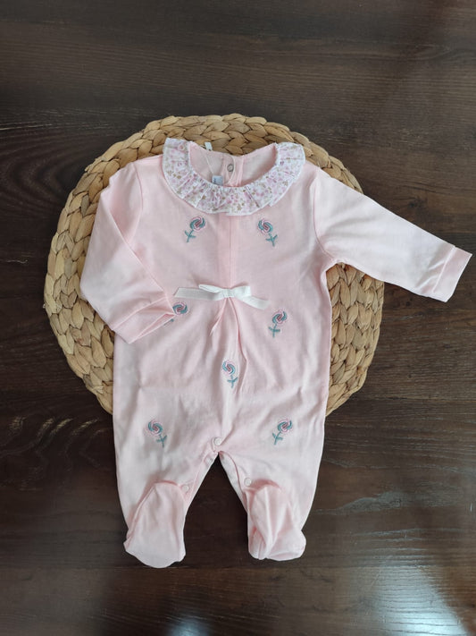 tutina bimba cotone rosa con colletto