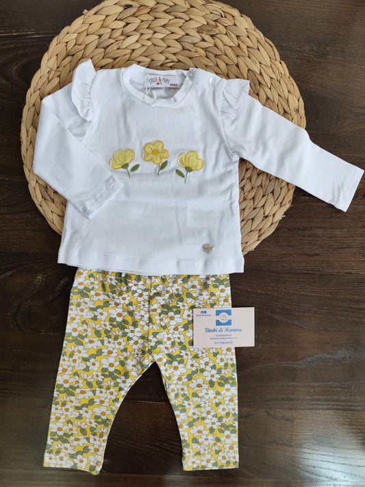 Completino in cotone neonata 2 pezzi "giallo"