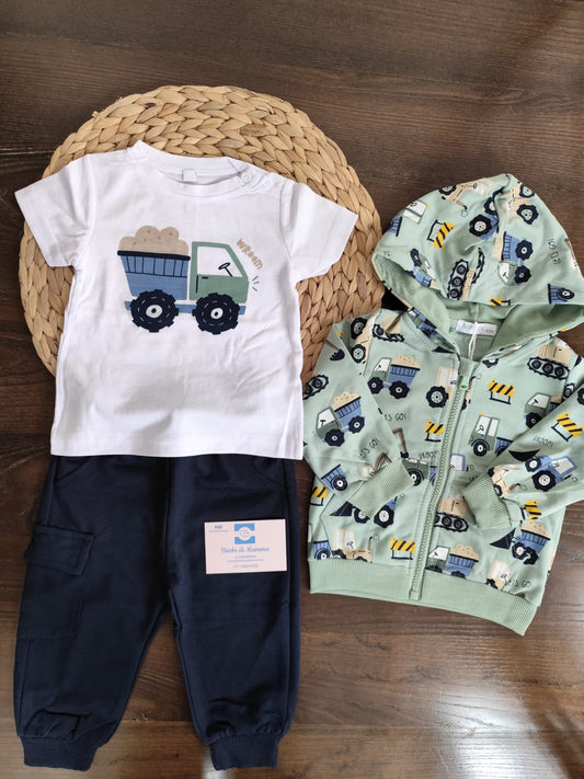 Completino in cotone neonato 3 pezzi " let's go"