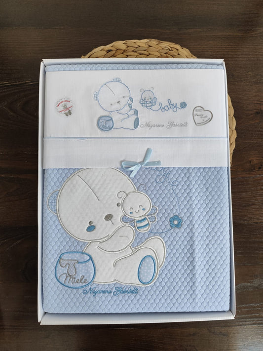 Coordinato carrozzina neonato in cotone con coperta