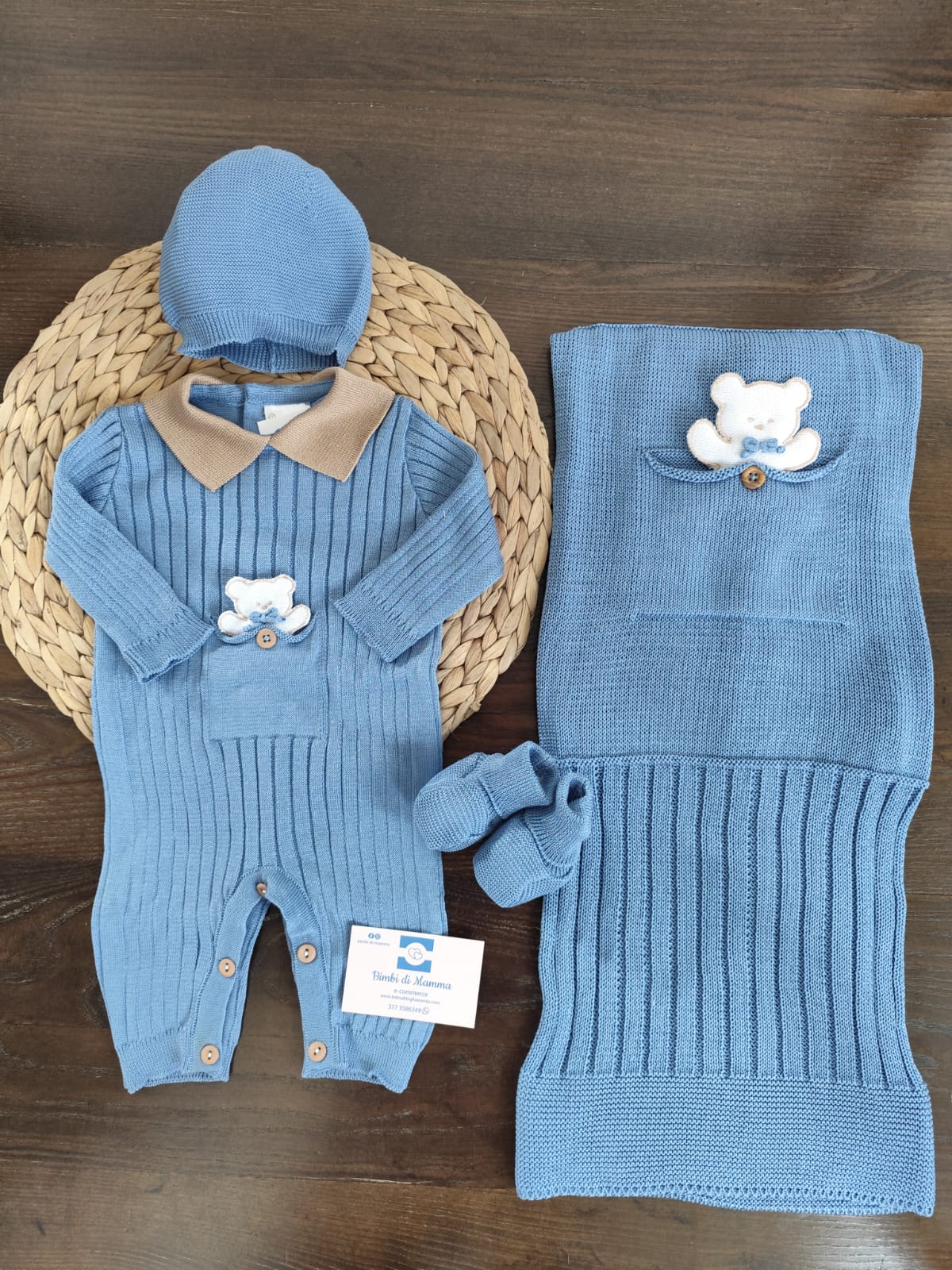 coordinato nascita Noah in filo di cotone con tutina