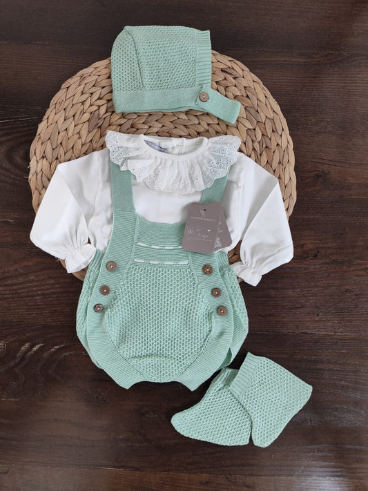 Set in filo di cotone pagliaccetto verde