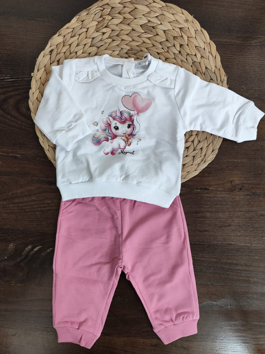 Completino in cotone neonata unicorno