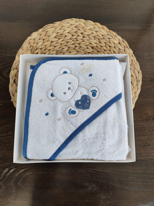 Accappatoio neonato in spugna blu