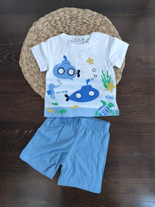 completino neonato in cotone "Baby Gang" azzurro