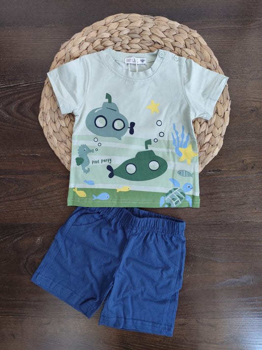 completino neonato in cotone "Baby Gang" verde