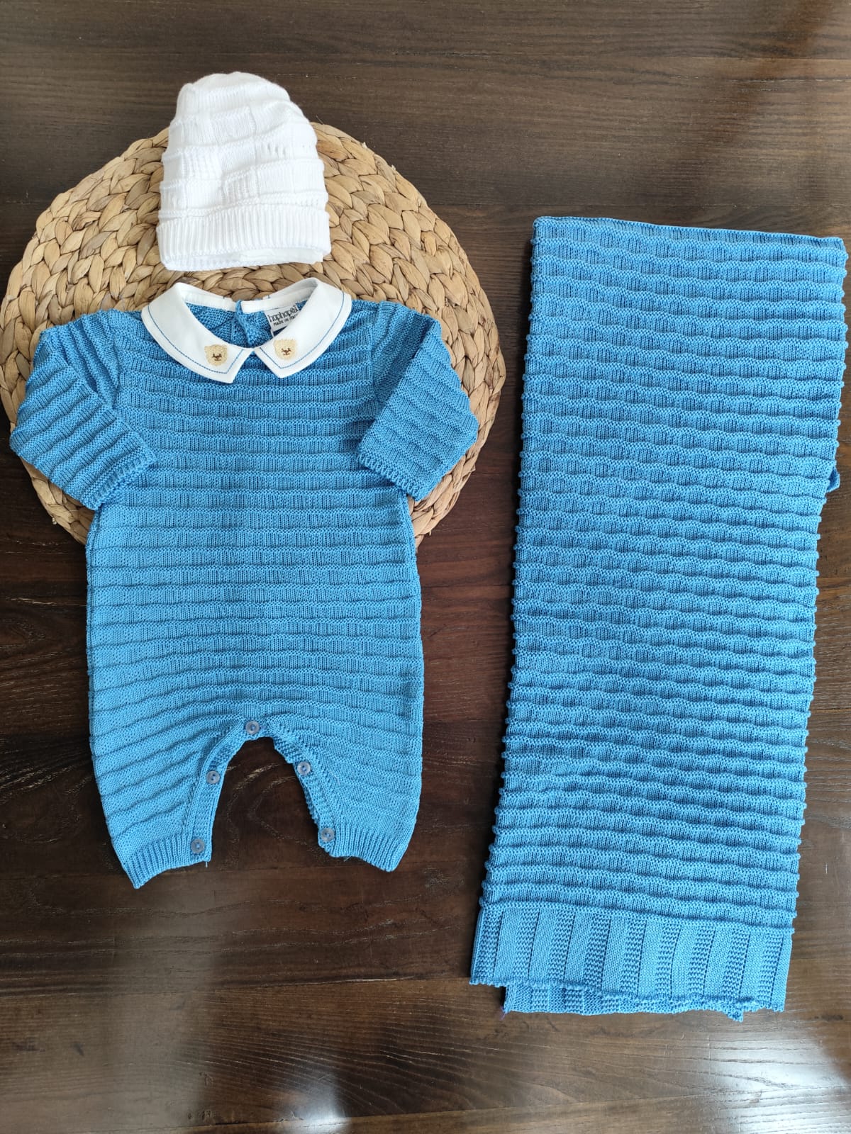 coordinato nascita in filo "Orsetto blu"