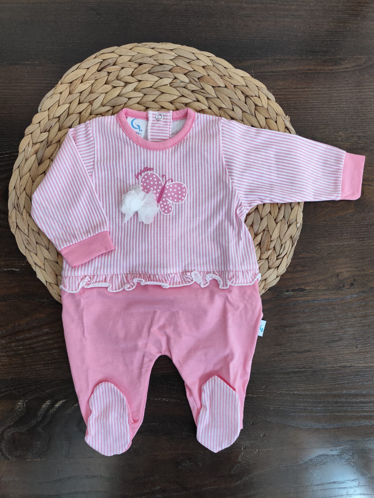 tutina bimba cotone rosa "farfallina"