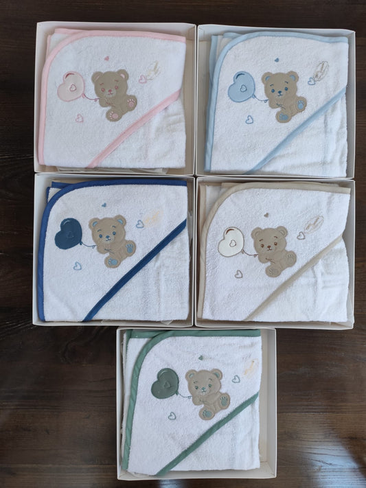 Accappatoio neonato/a teddy in spugna vari colori