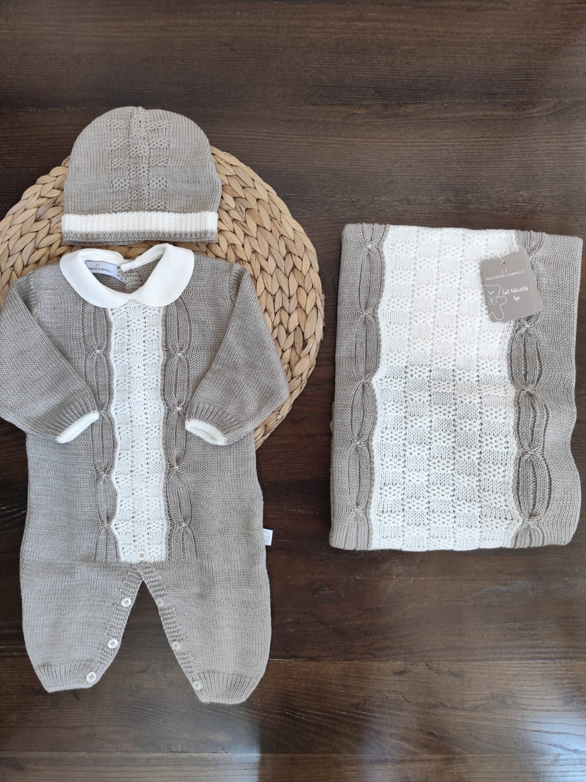 coordinato nascita invernale smacchinato beige