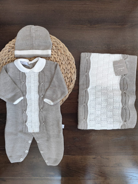 coordinato nascita invernale smacchinato beige