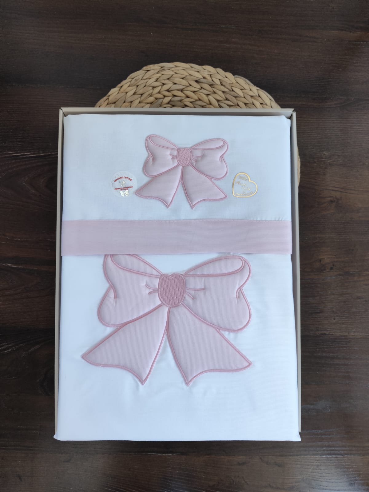 coordinato culla "fiocco" estate/inverno rosa