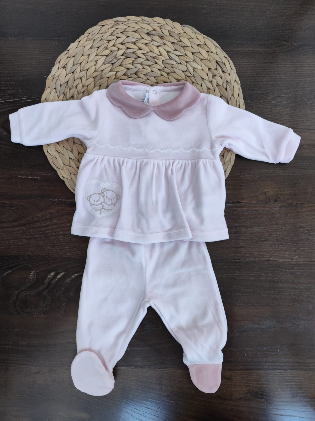 completino in ciniglia neonata rosa antico