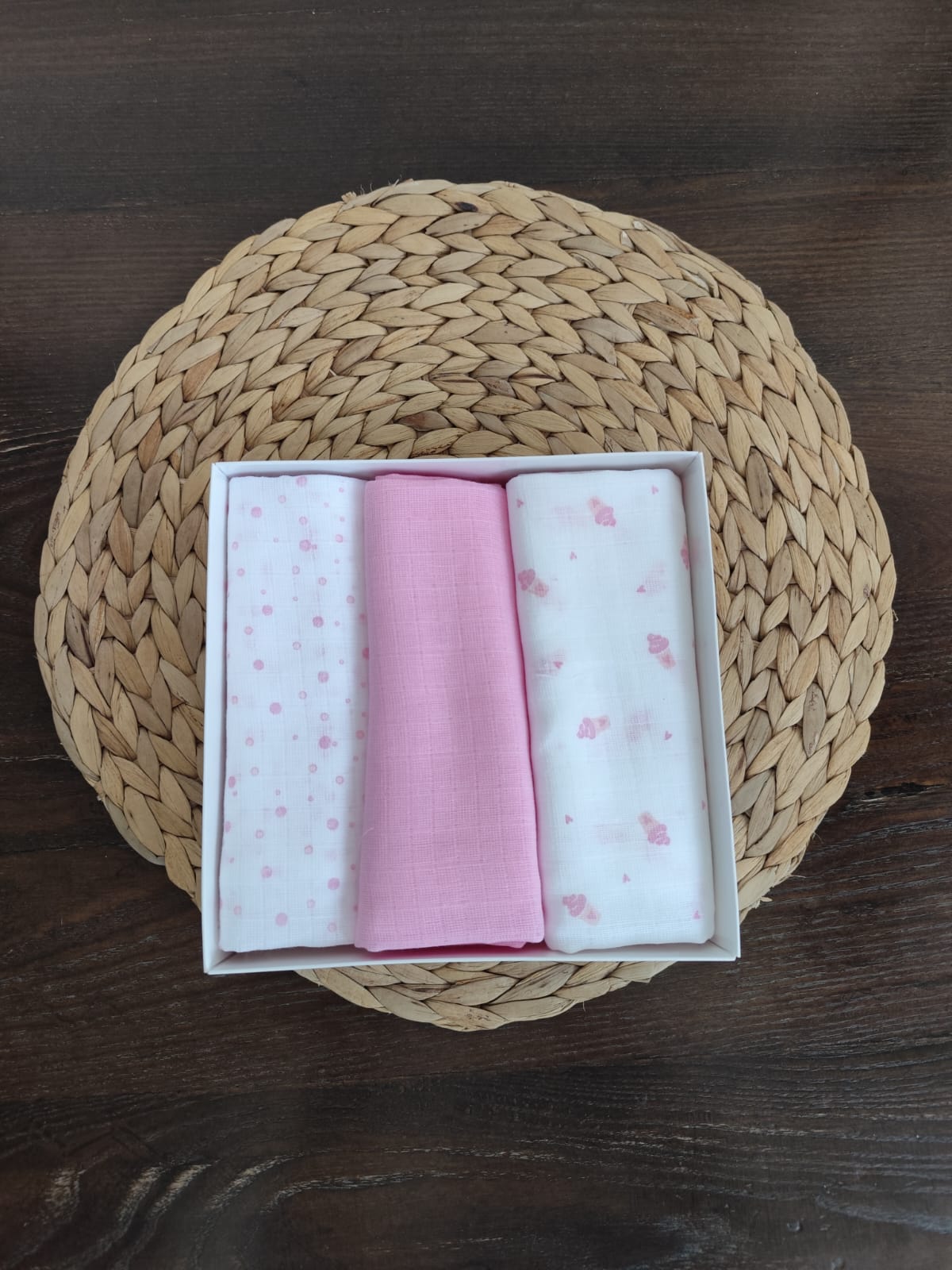 Quadrato Garza rosa in cotone