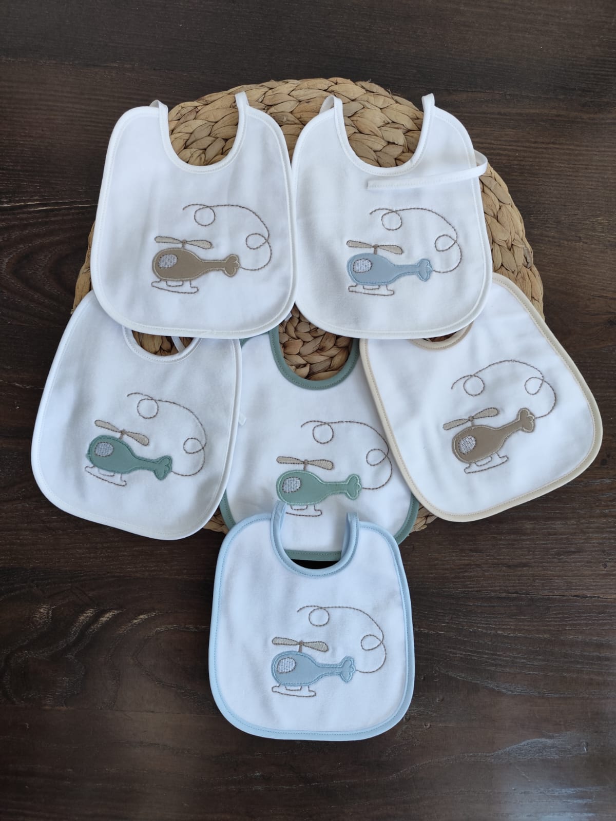Bavette per neonato "aereo" in ciniglia vari colori