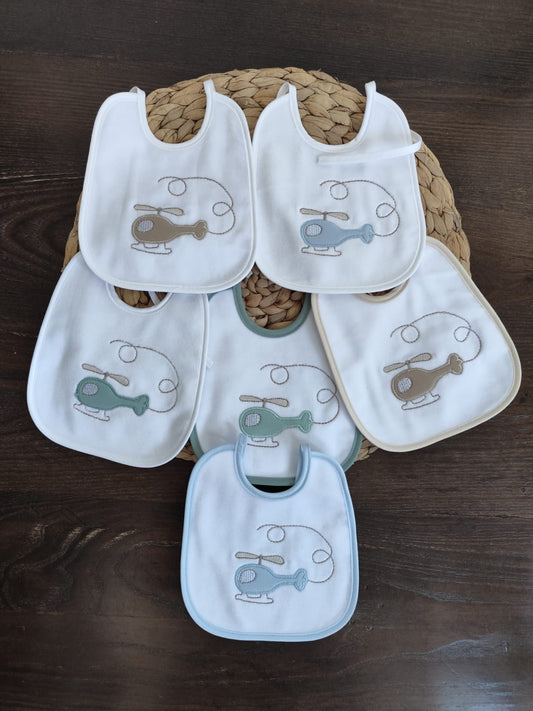 Bavette per neonato "aereo" in ciniglia vari colori