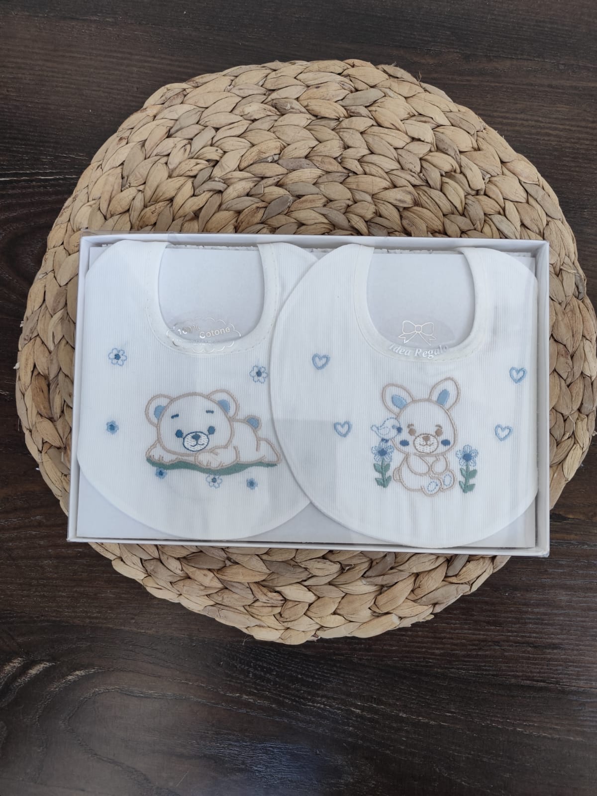 due bavette azzurre in piquet idea regalo