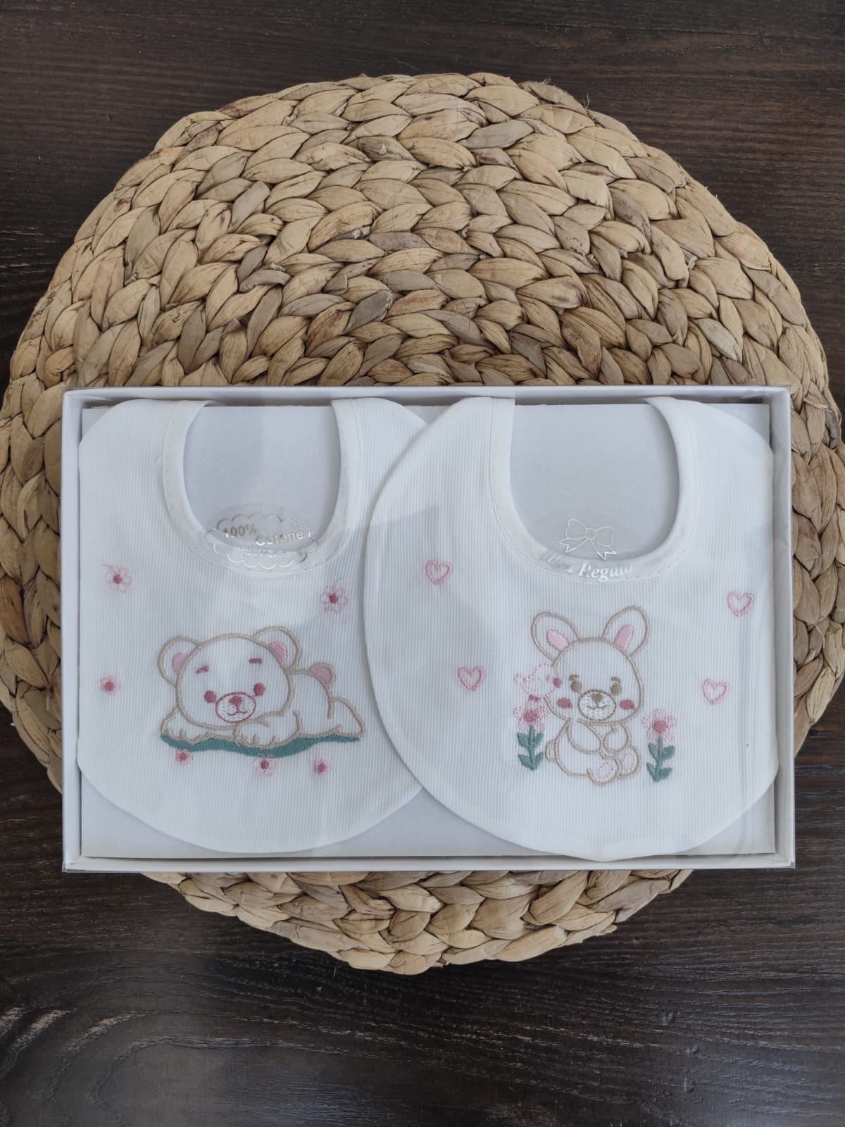 due bavette rosa in piquet idea regalo
