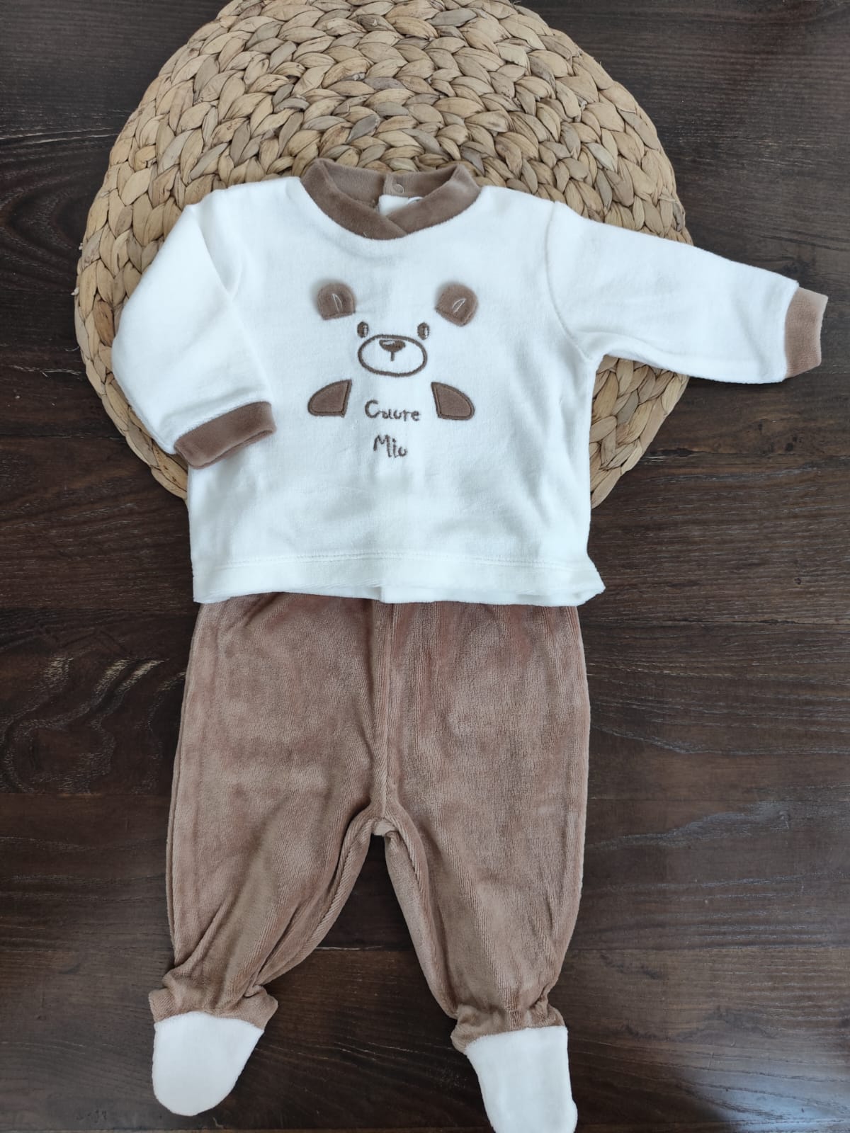 completino 2 pezzi in ciniglia cuore mio beige