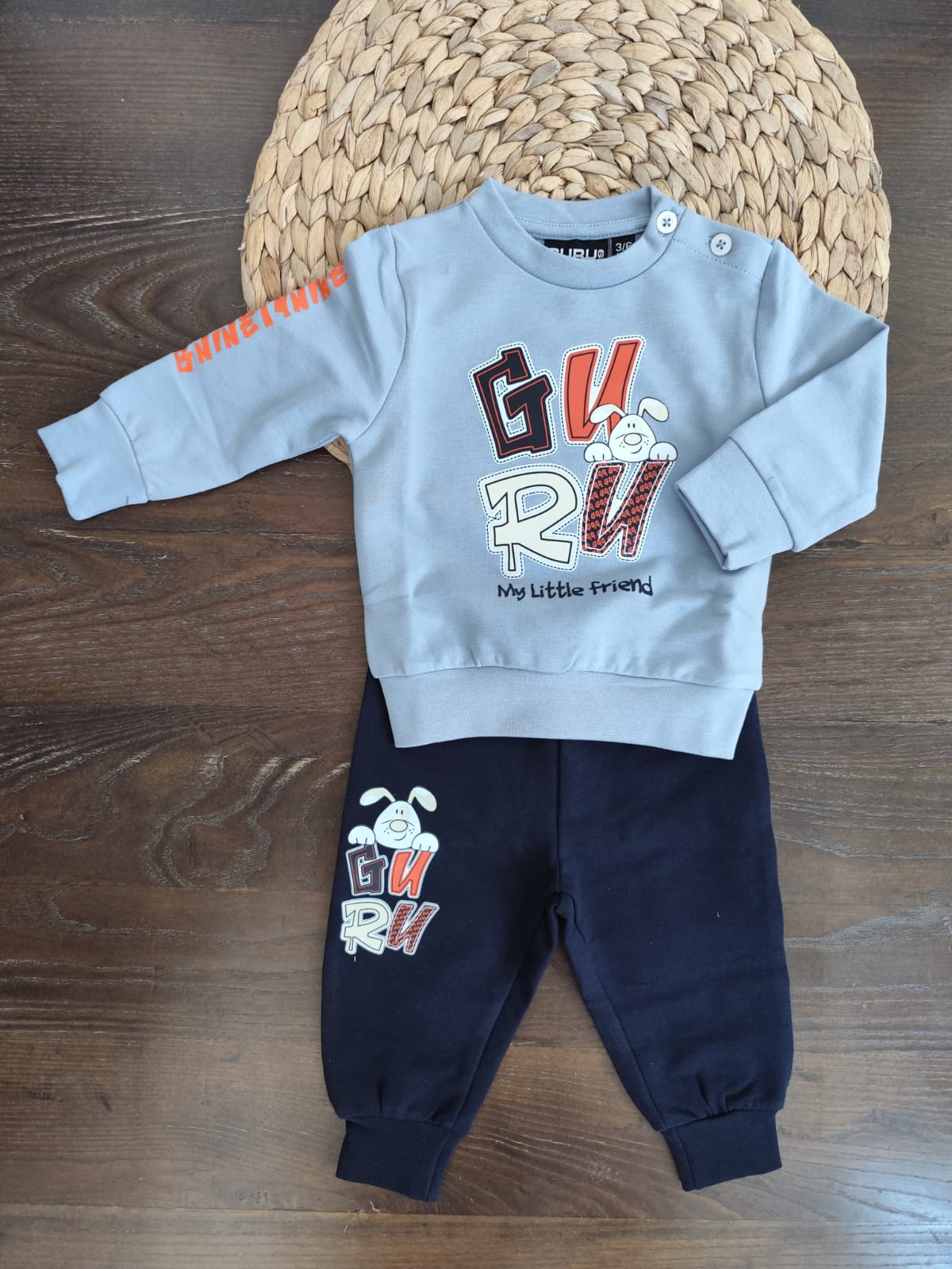Tuta Guru neonato in cotone blu