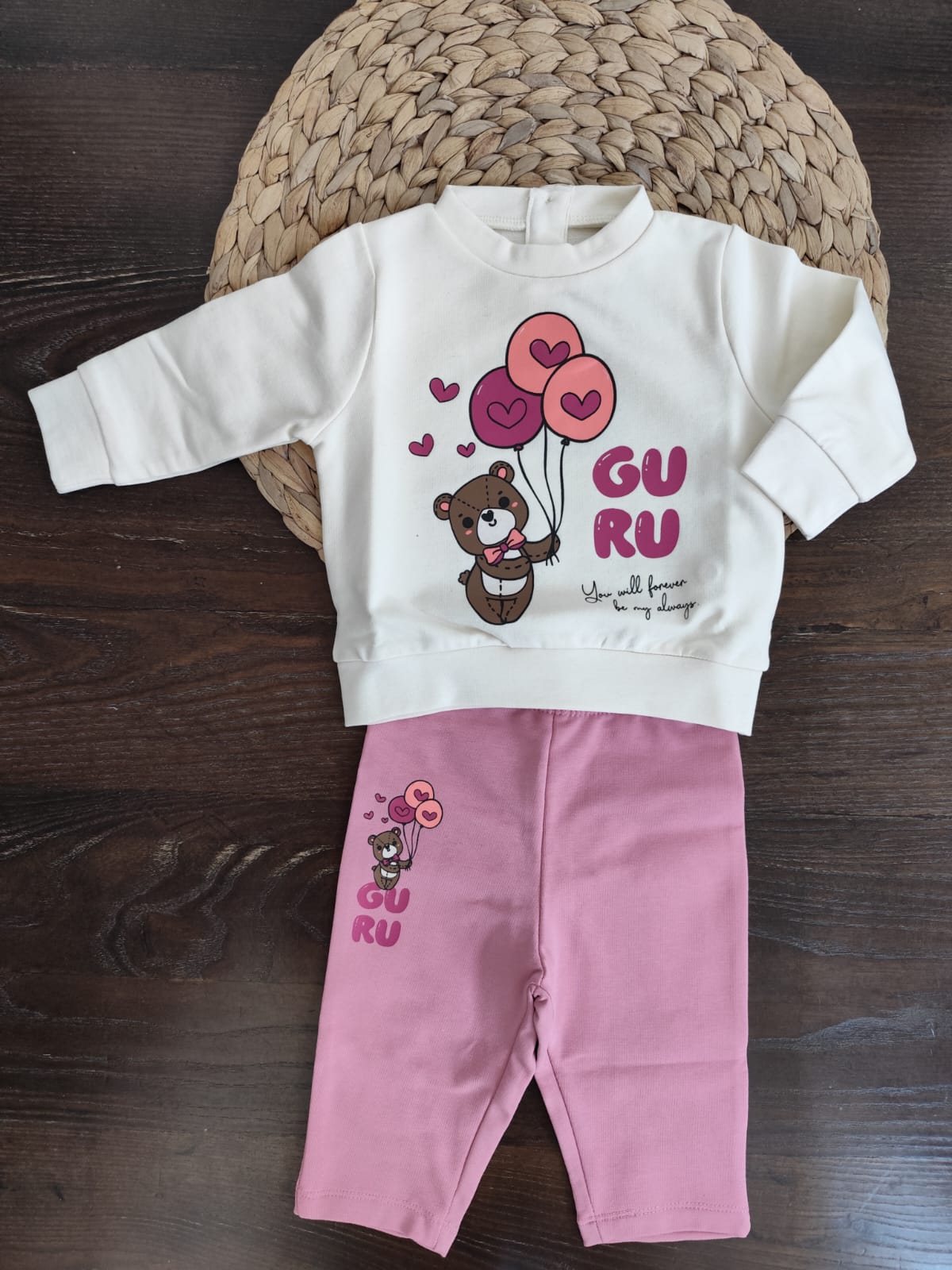 Tuta Guru neonata in cotone beige