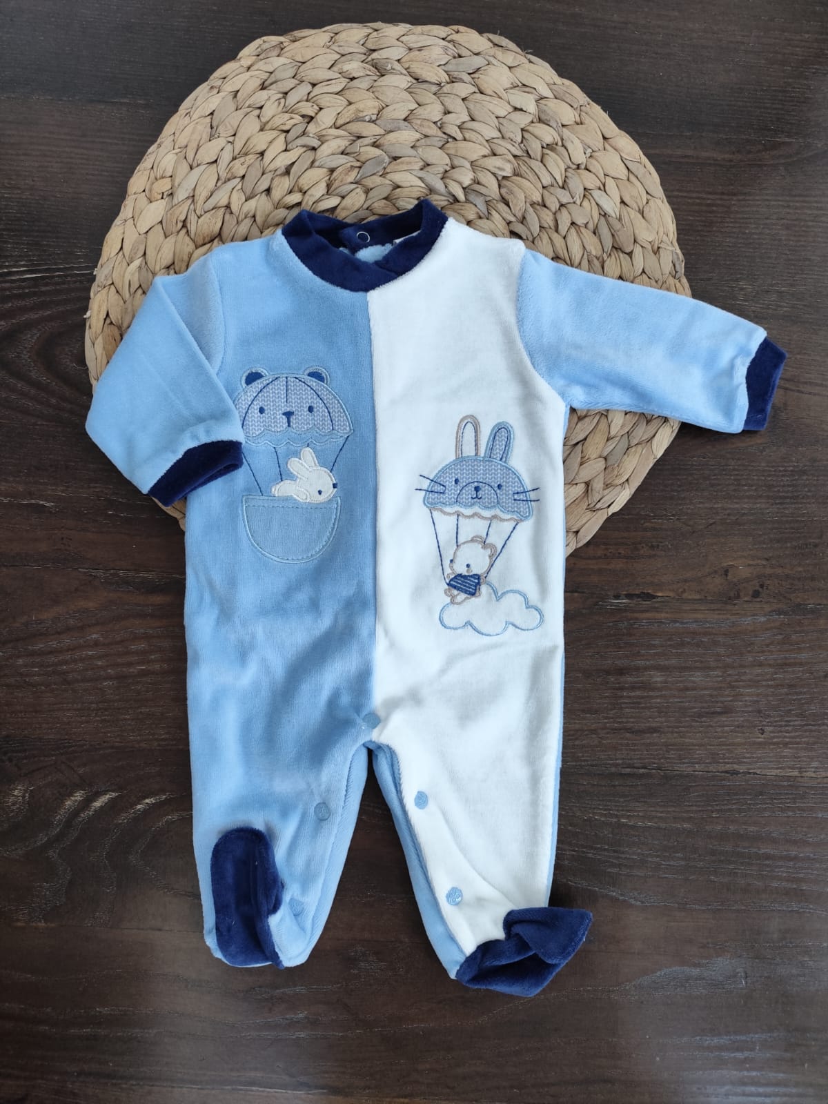 tutina in ciniglia "mongolfiera " blu ellepi