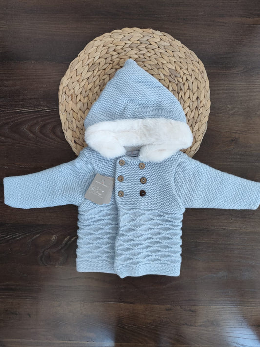 cappottino neonato doppio petto smacchinato con cappuccio