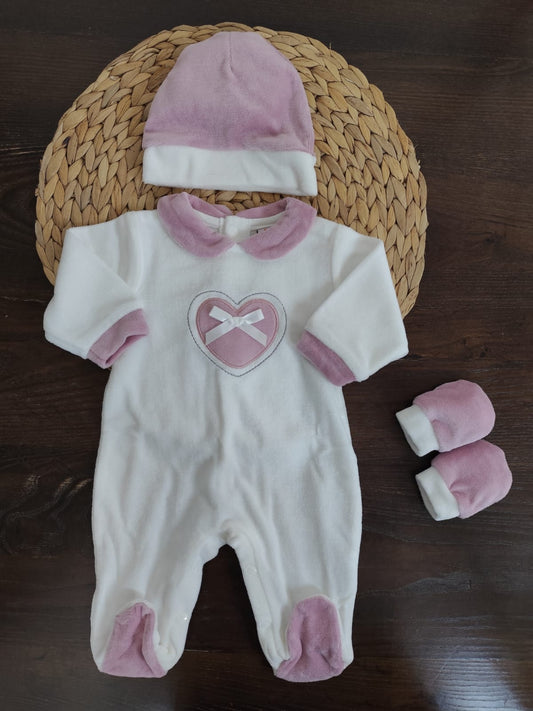 coordinato nascita in ciniglia "cuore"