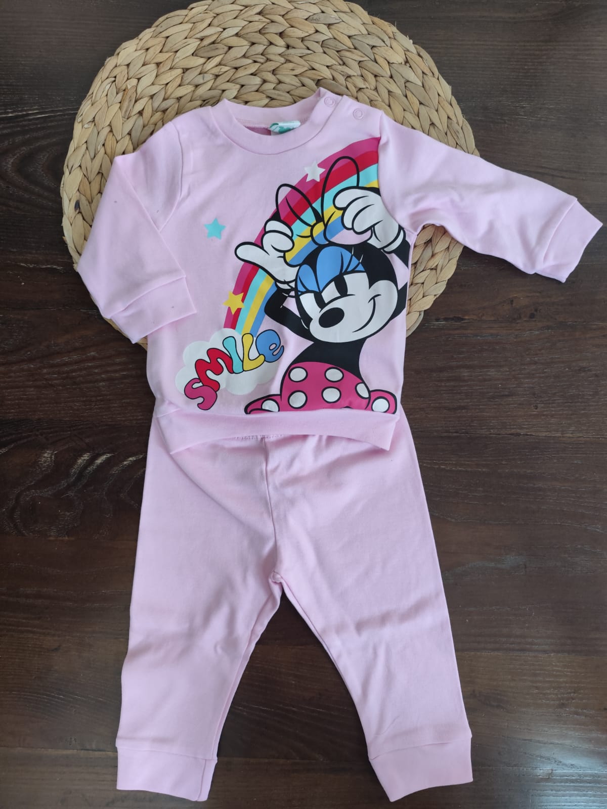 Pigiamino neonata Disney Minnie in caldo cotone rosa