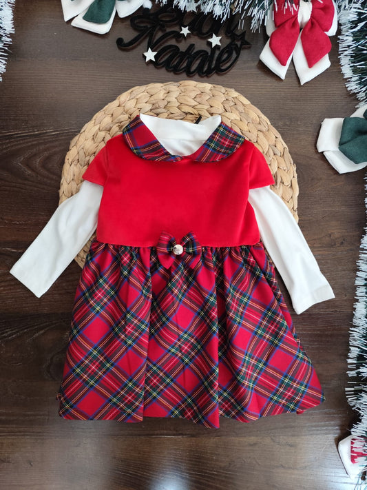 Vestina Natalizia con fiocco in tartan