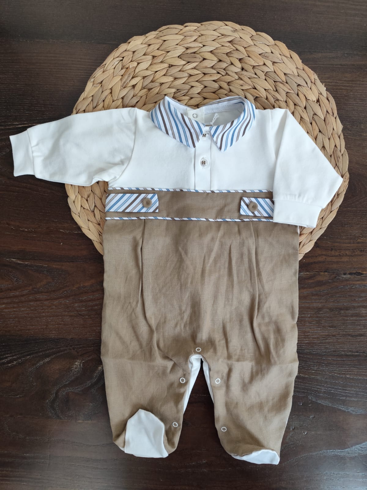 coordinato nascita neonato Lory in cotone e lino con tutina