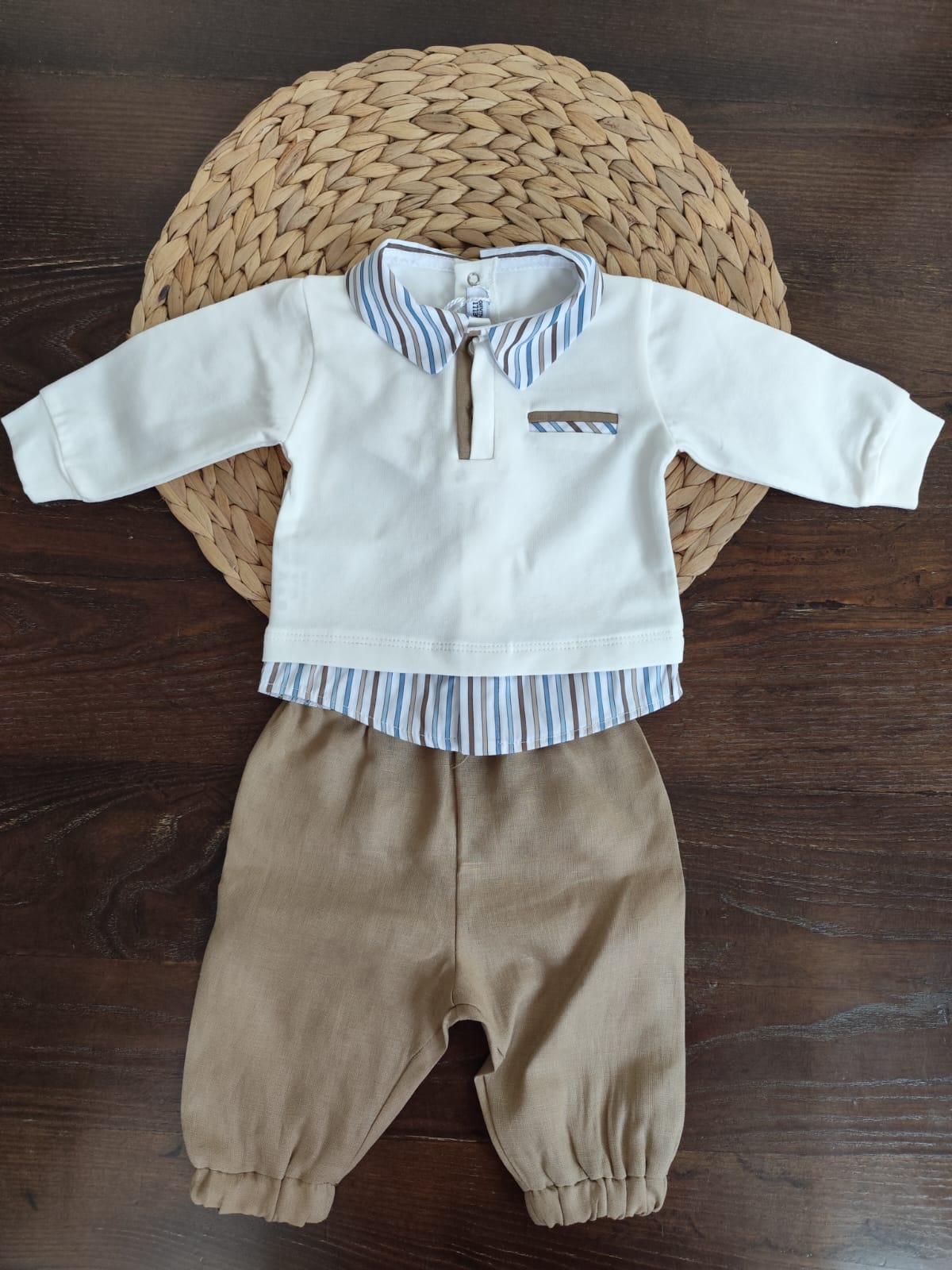 coordinato nascita neonato Lory in cotone e lino con completino