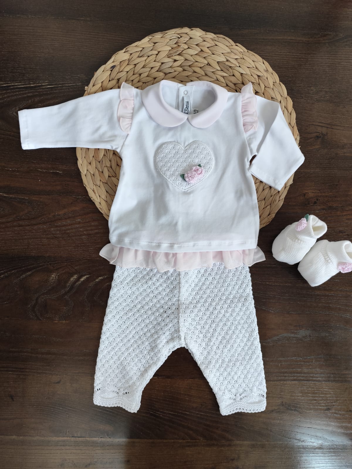 Coordinato nascita Bloom in filo di cotone e Jersey con completino