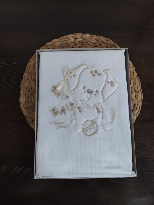 copertina culla/carrozzina in cotone " Bau bau" vari colori