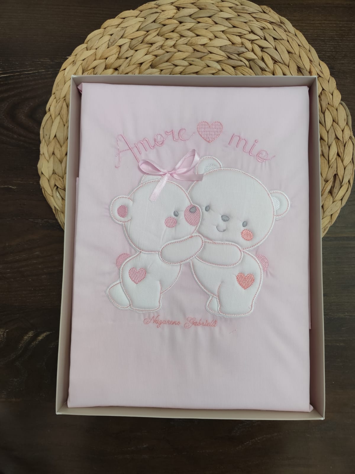 copertina culla/carrozzina in cotone " Amore mio" vari colori