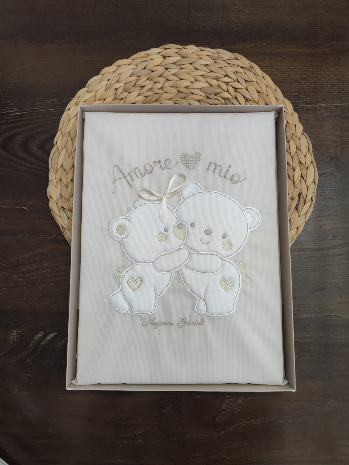 copertina culla/carrozzina in cotone " Amore mio" vari colori