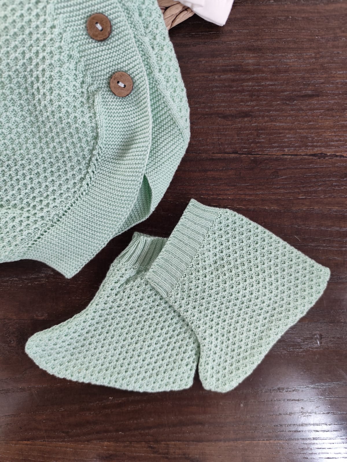 Set in filo di cotone pagliaccetto verde