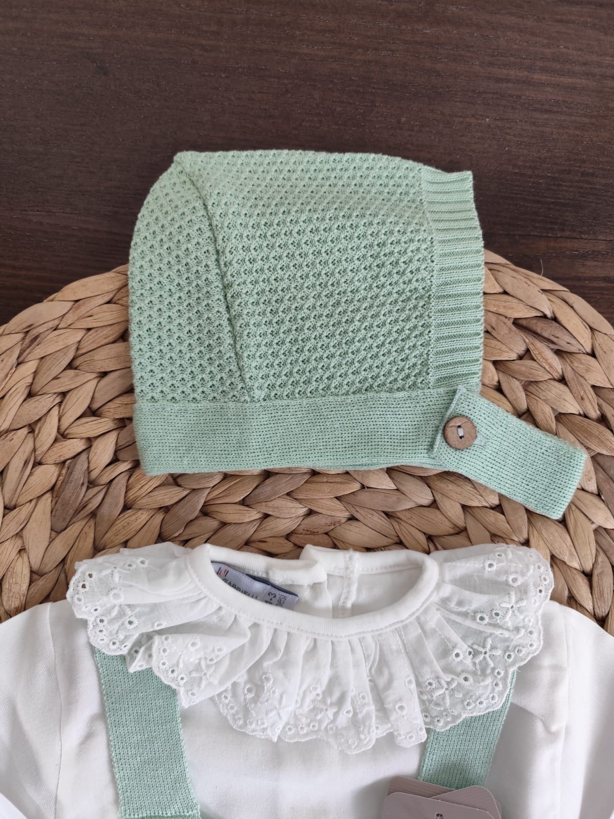 Set in filo di cotone pagliaccetto verde