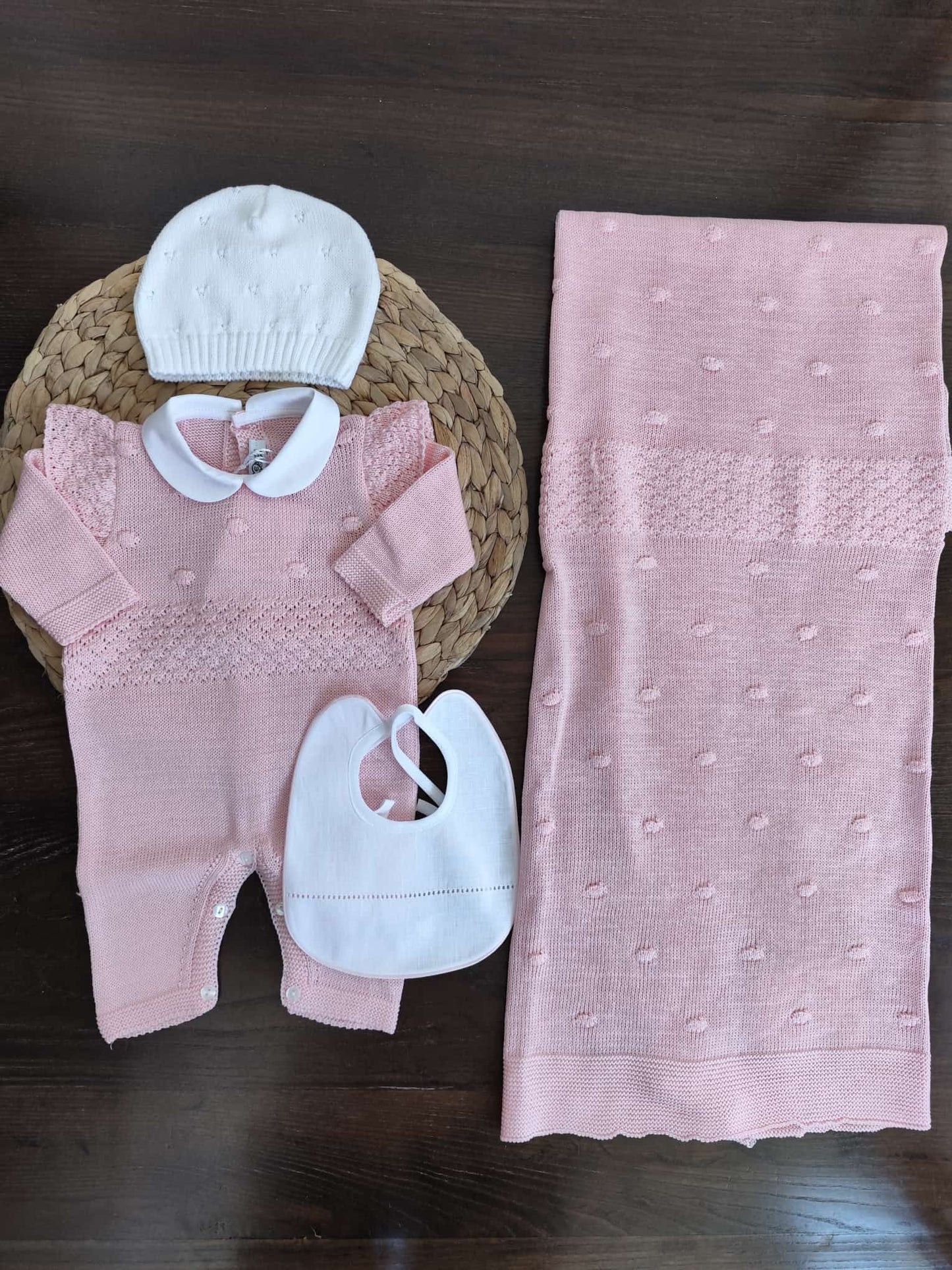 Coordinato nascita Grace in filo di cotone con tutina