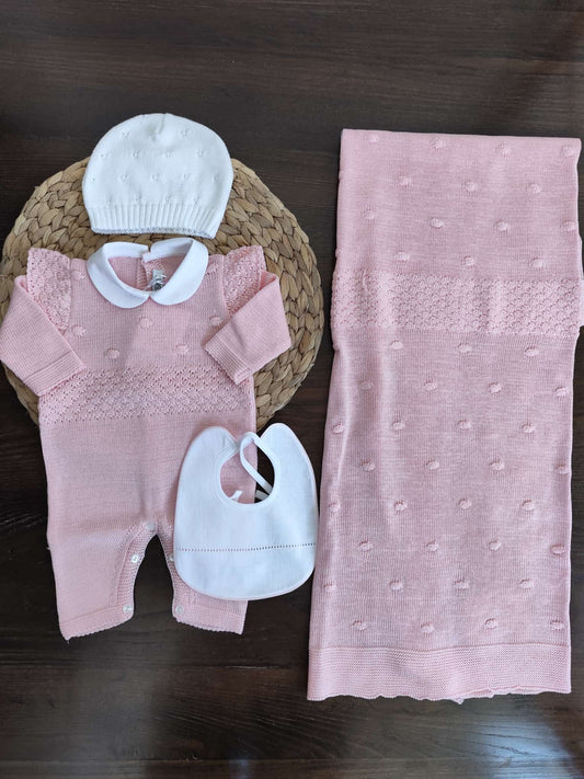 Coordinato nascita Grace in filo di cotone con tutina