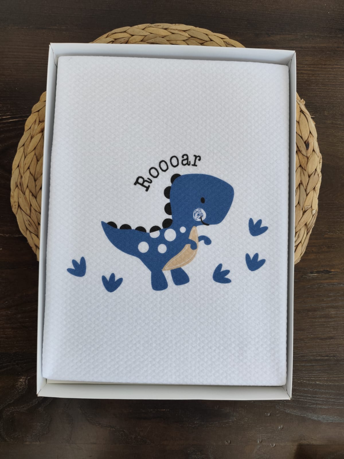 Coordinato nascita in cotone "Draghetto blu"