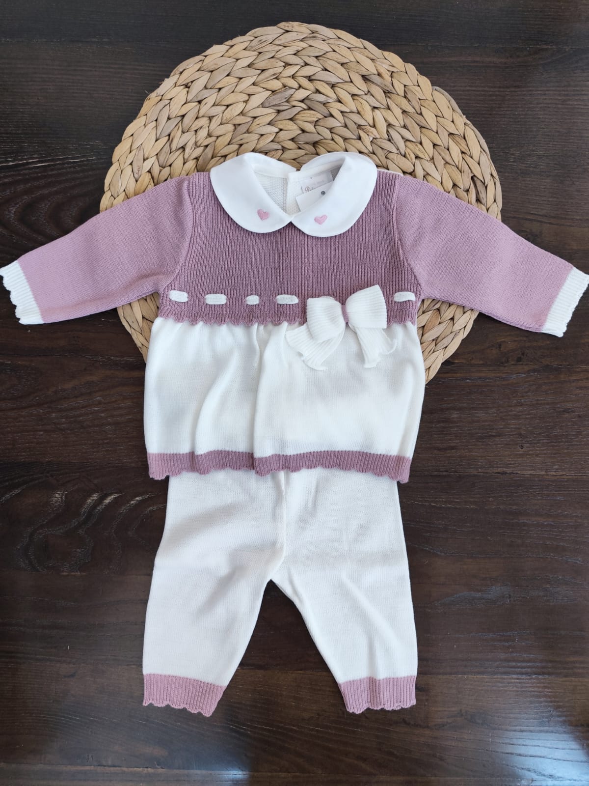 Coordinato Nascita in misto lana Lily con pagliaccetto