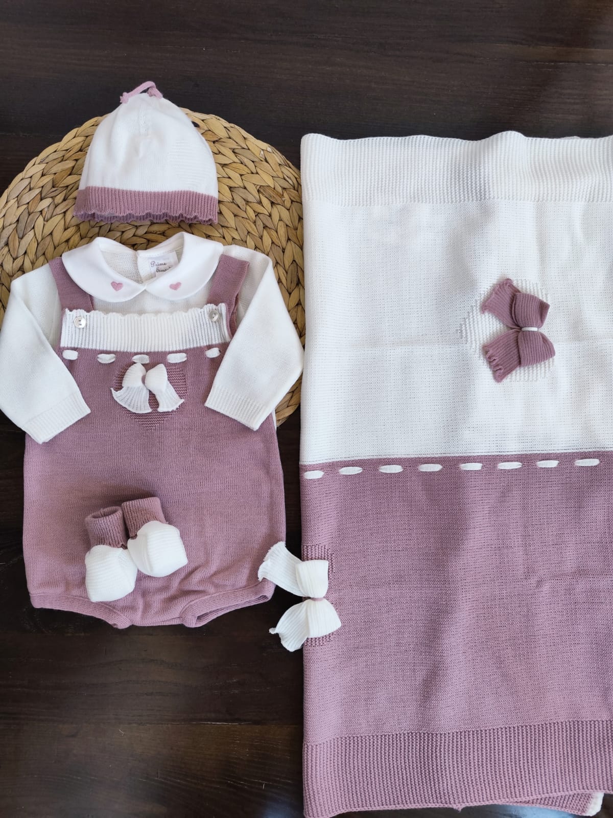 Coordinato Nascita in misto lana Lily con pagliaccetto