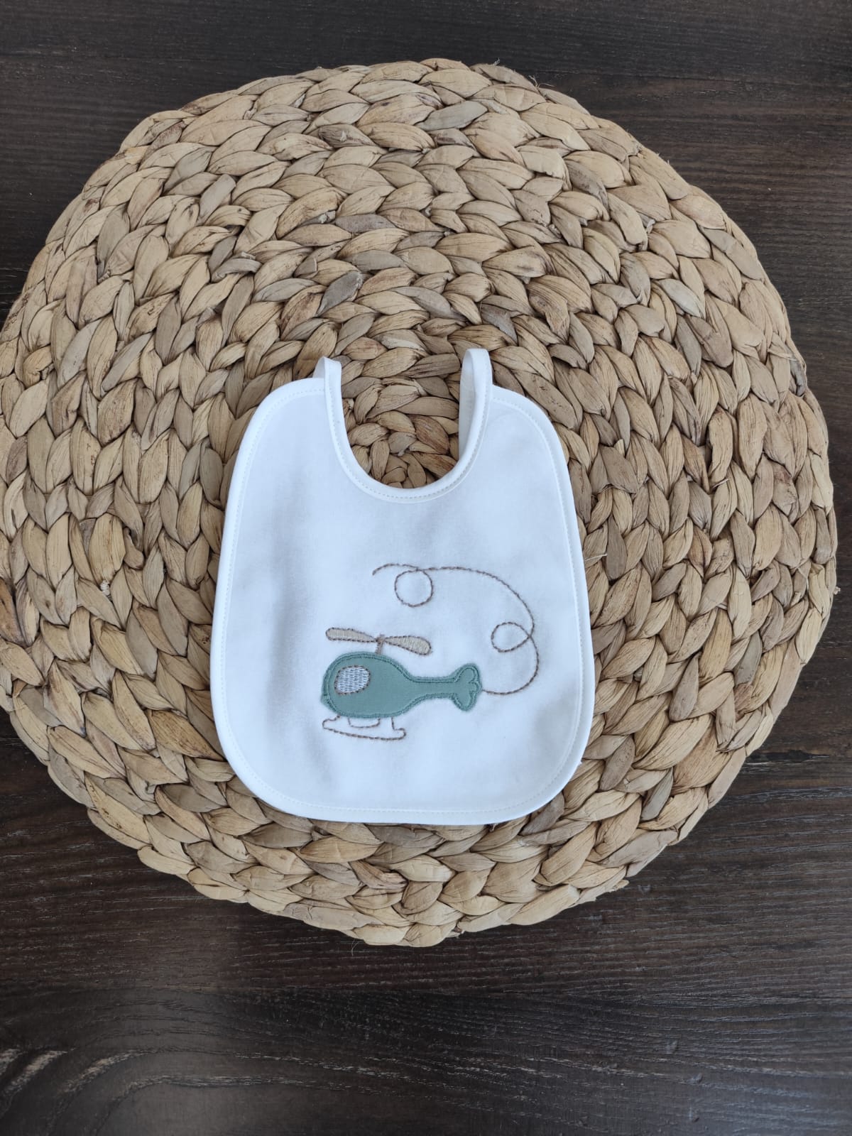 Bavette per neonato "aereo" in ciniglia vari colori