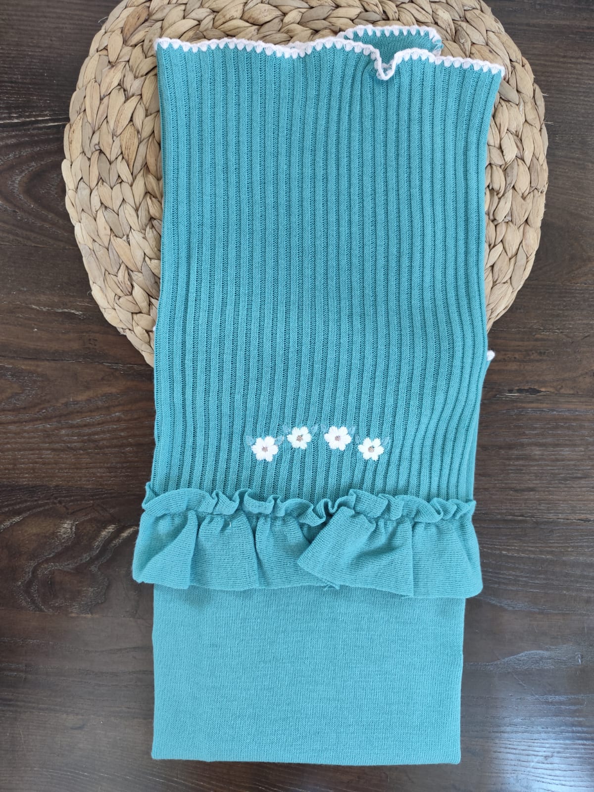 Coordinato Nascita in misto lana "fiore" con completino